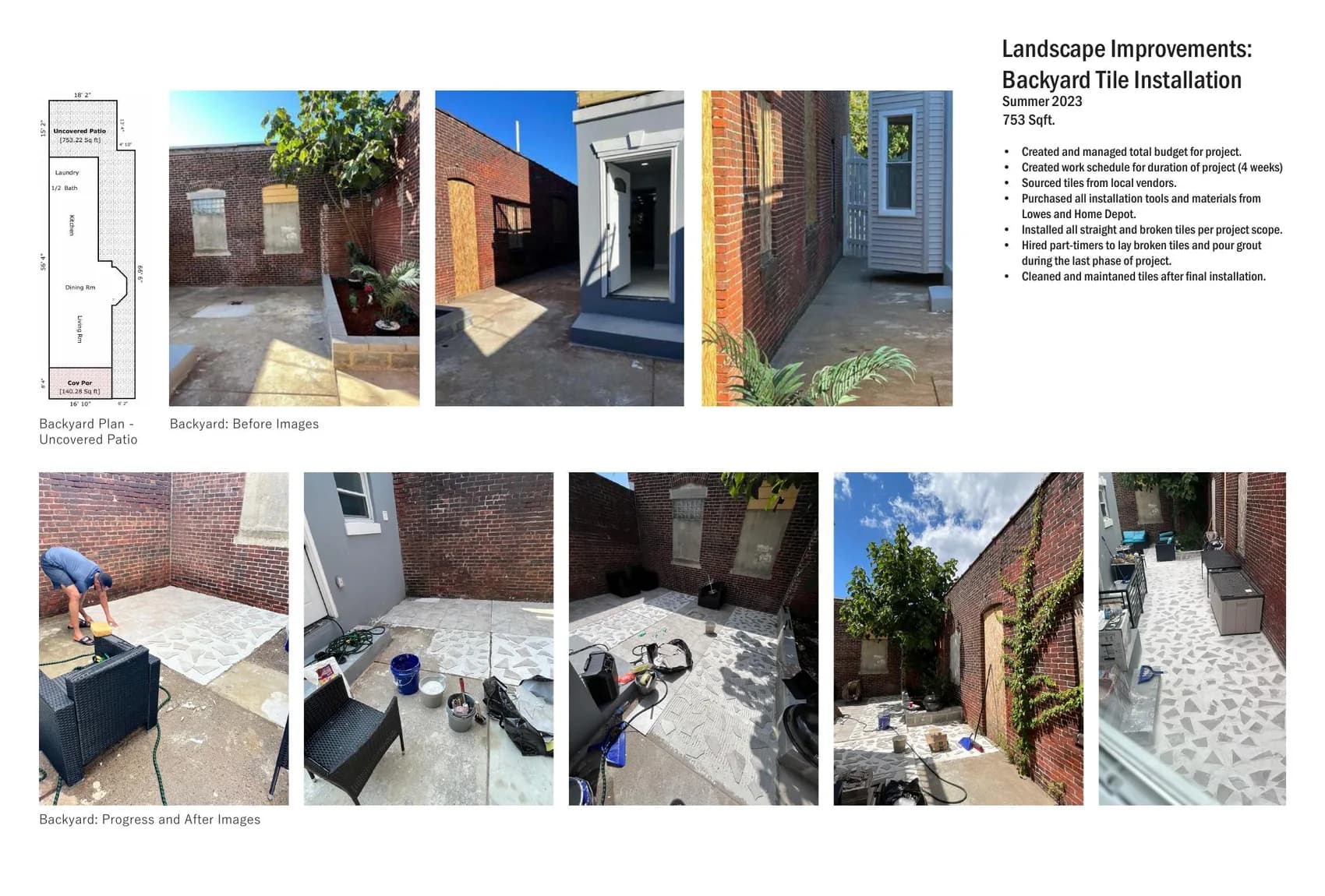 Landscape Improvements - Backyard Tile Installation