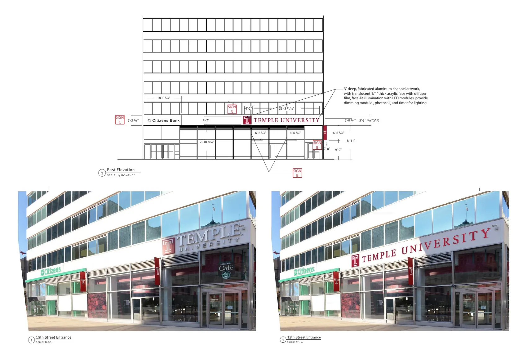 Temple University Center City Campus - Exterior Signage